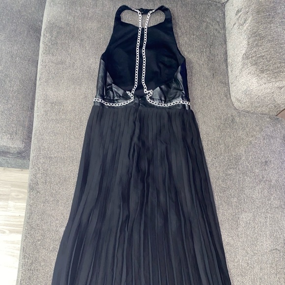 Halter maxi dress with leather top and chains with see through bottom and lining - Picture 10 of 10